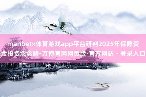 manbetx体育游戏app平台研判2025年保障资金投资念念路-万博官网网页版·官方网站 - 登录入口