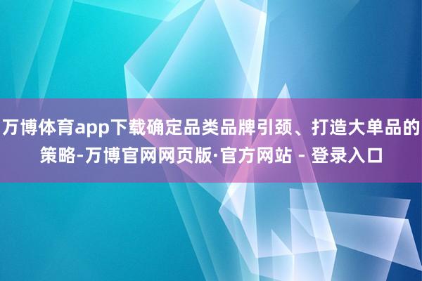 万博体育app下载确定品类品牌引颈、打造大单品的策略-万博官网网页版·官方网站 - 登录入口