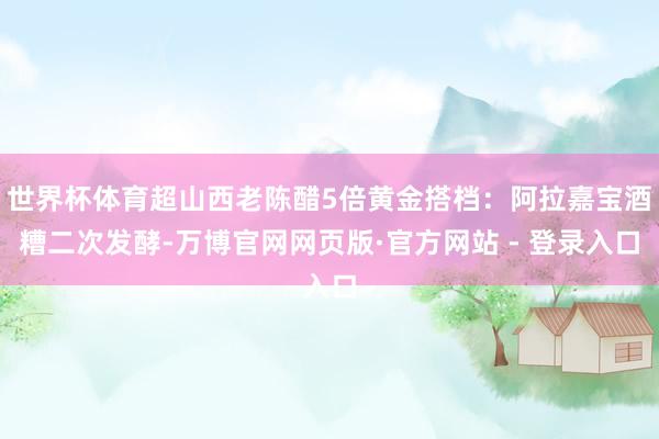 世界杯体育超山西老陈醋5倍黄金搭档:阿拉嘉宝酒糟二次发酵-万博官网网页版·官方网站 - 登录入口