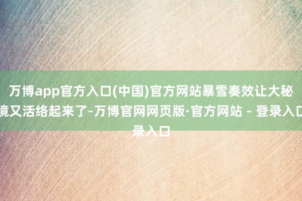 万博app官方入口(中国)官方网站暴雪奏效让大秘境又活络起来了-万博官网网页版·官方网站 - 登录入口